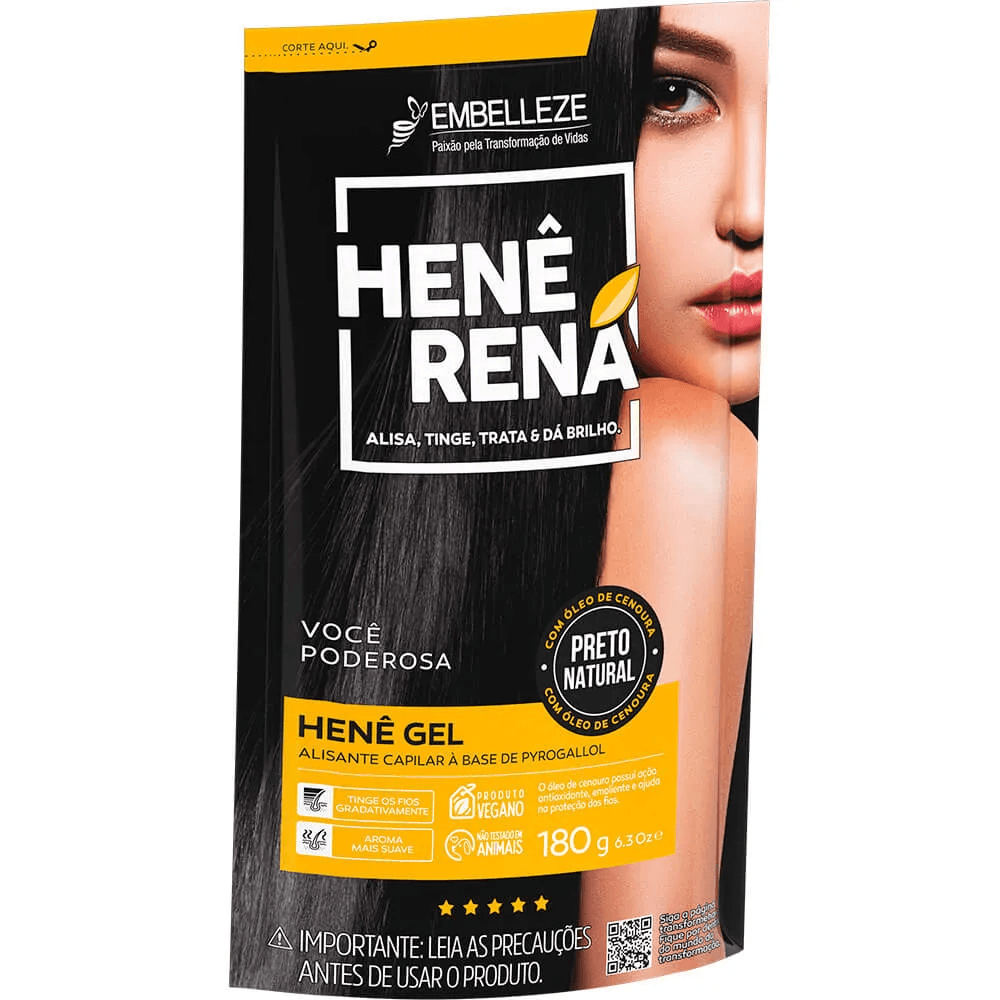 Henê Rena Gel Pouch Preto Natural - 180g