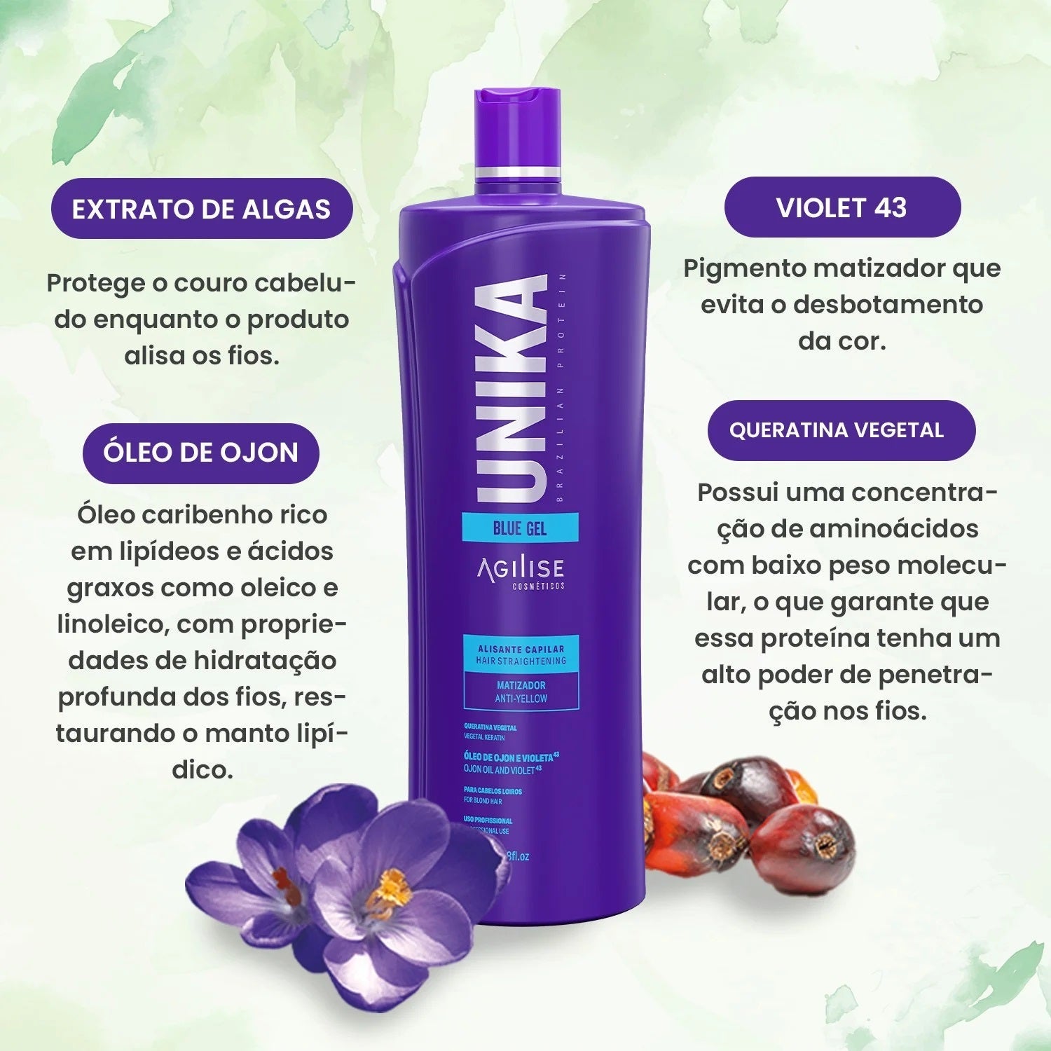 Hair Straightener Matifier Unika Blue Gel 250GR
