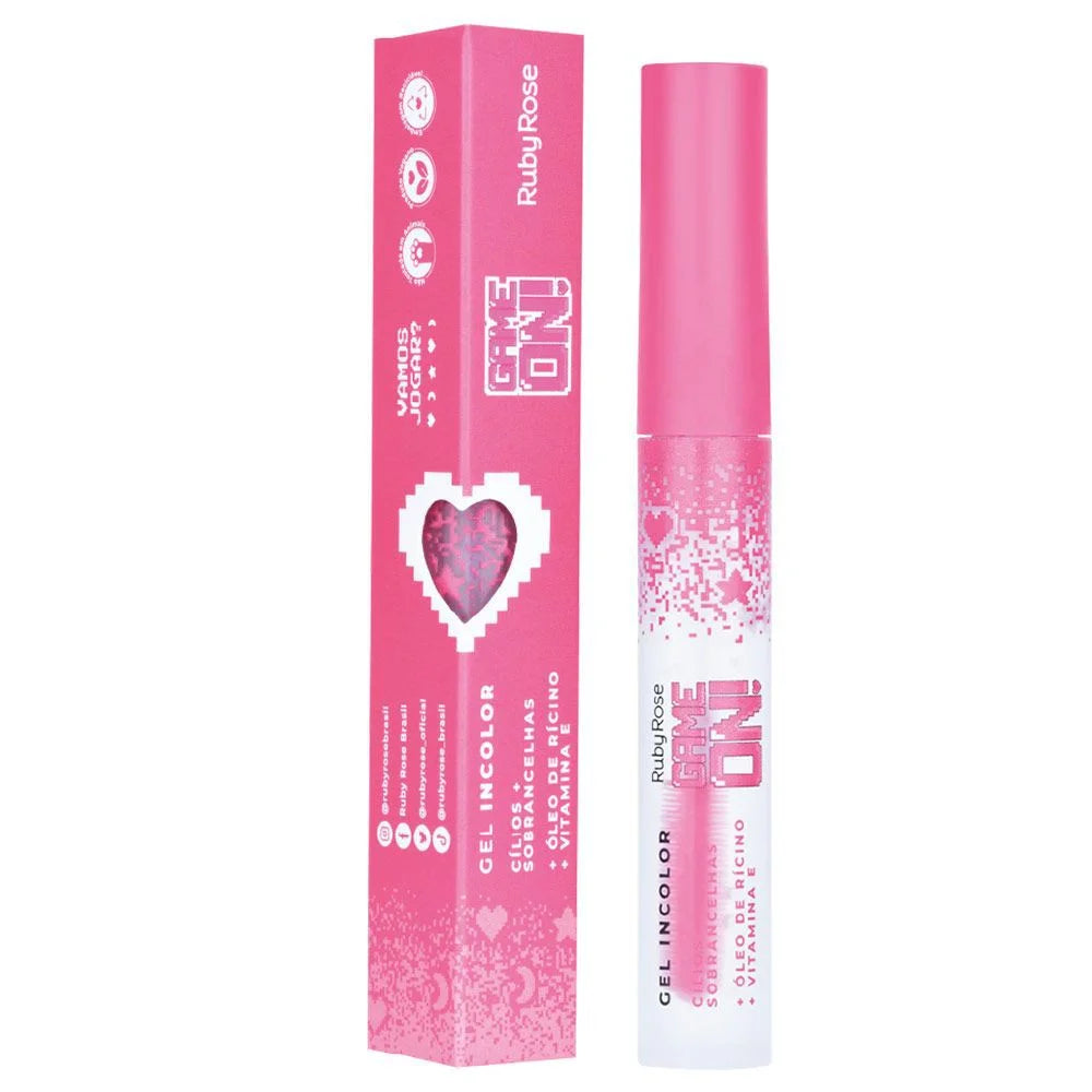 Gel Incolor Ruby Rose Cílios Sobrancelhas Game On C/ Rícino - 3,8ml