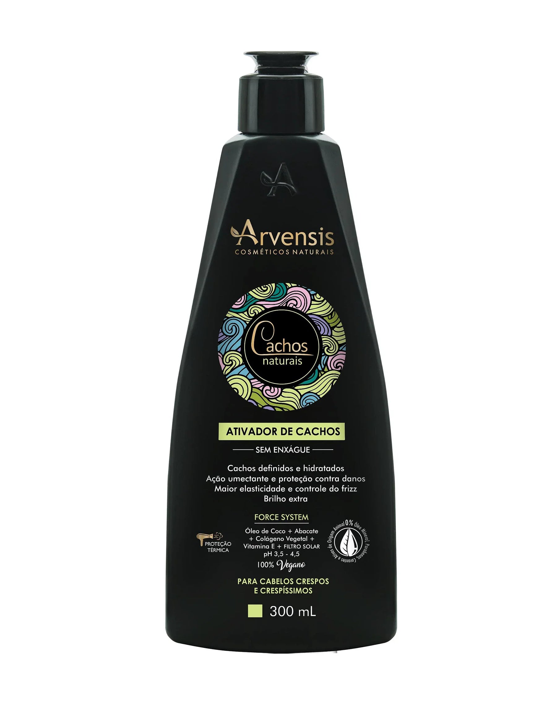 Creme Ativador de Cachos Cachos naturais Cabelos crespos e crespíssimos Arvensis - 300ml