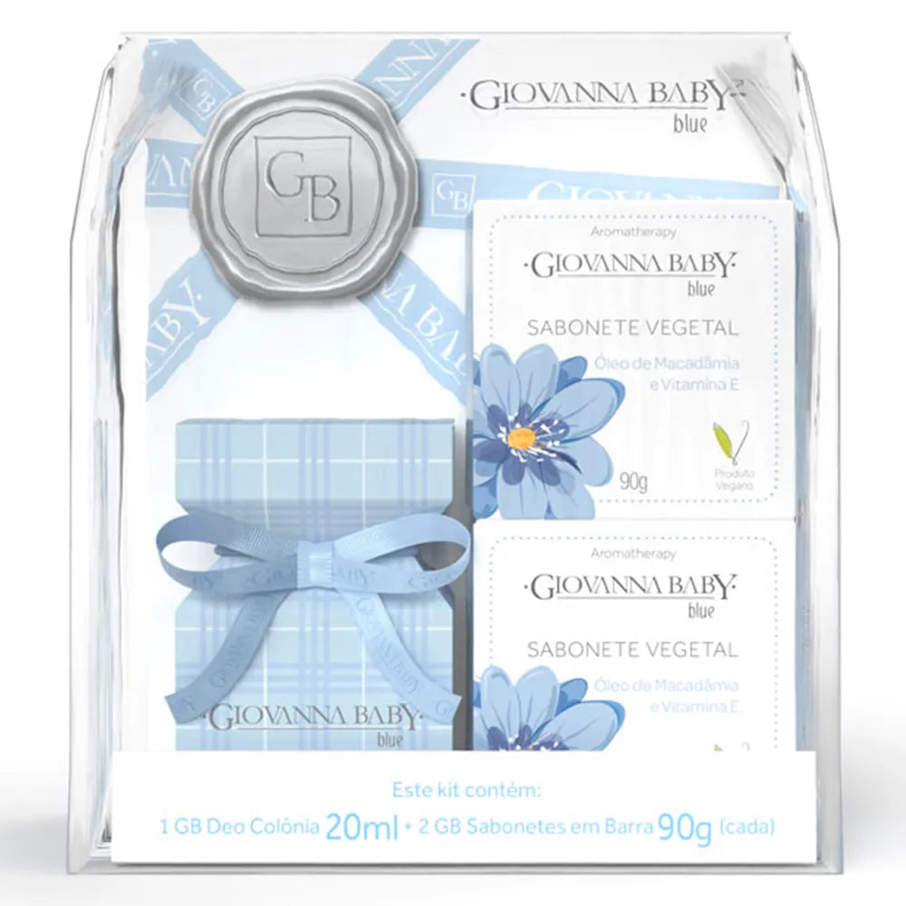 Kit Giovanna Baby Deo Colônia Blue 20ml + 2 Sabonetes 90g