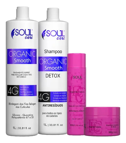 Progressiva cabelo Escova Kit Sem formol Organica Capilar Profissional 4 uni Blindagem dos fios 3litros mascara capilar - Solu Care