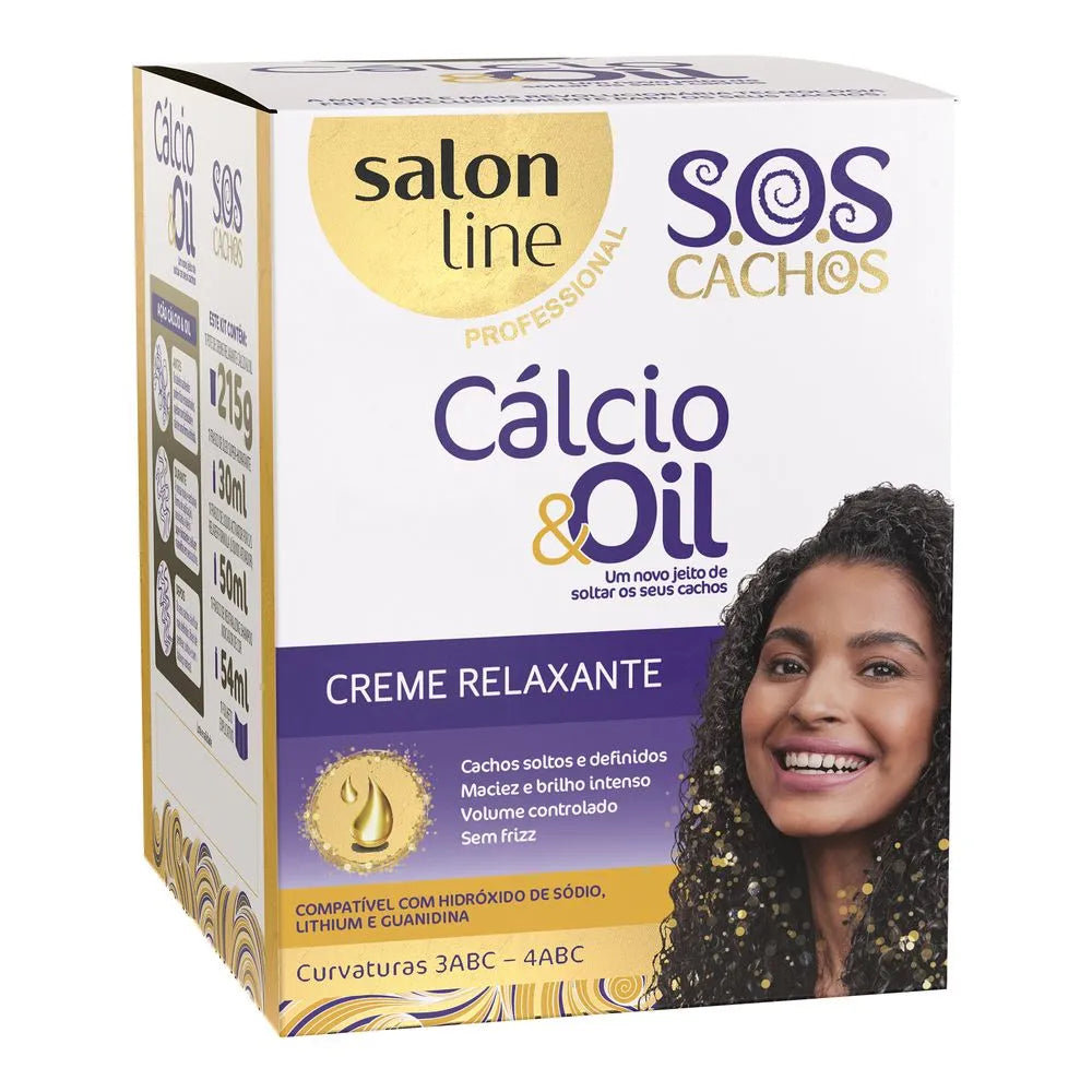 Kit Salon Line SOS Cachos Creme Relaxante Guanidina Calcio&Oil