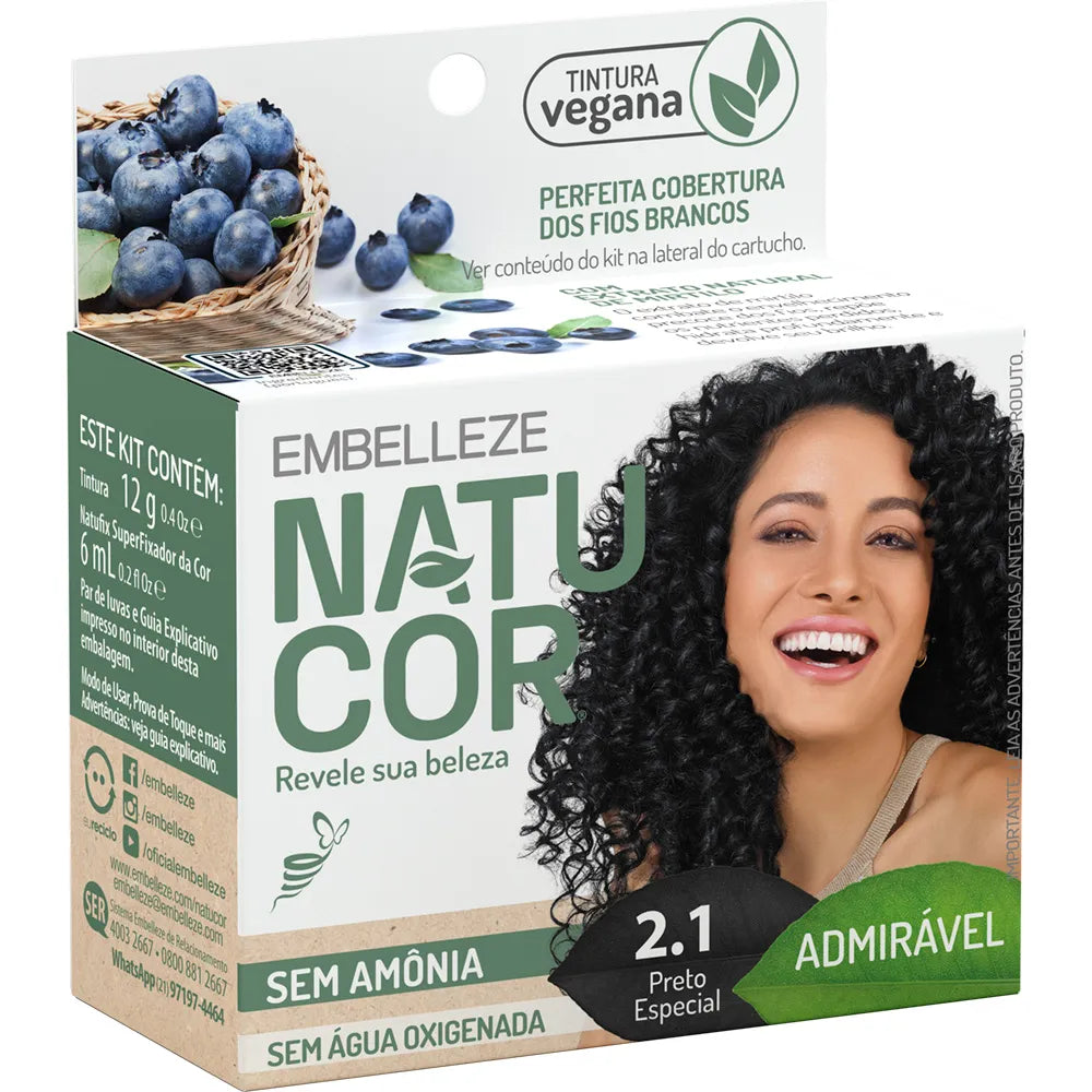 Tinta de Cabelo Natucor Naturalmente Admirável 2.1 - Mirtilo Preto Especial