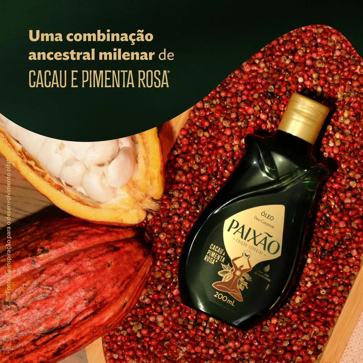 Óleo Corporal Paixão Cacau & Pimenta Rosa - 200ml