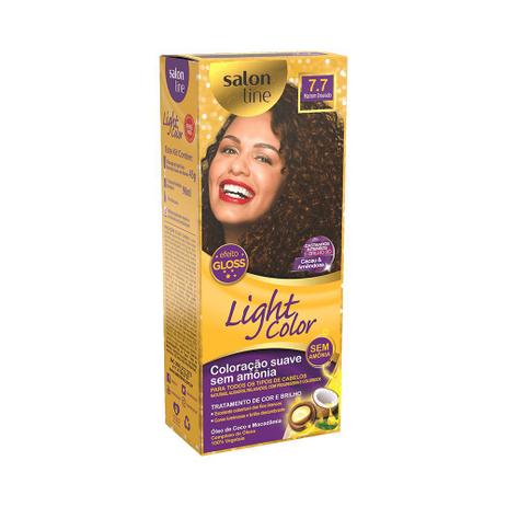 Coloração suave Light Color 7.7 Marrom Dourado Salon Line Sem Amônia - Tonalizante