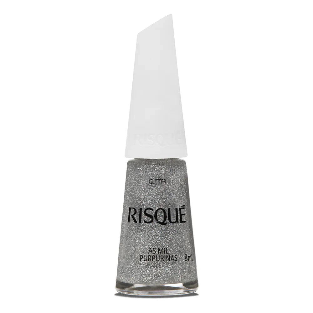 Esmalte Risque Glittler Prata As Mil Purpurinas - 8ml