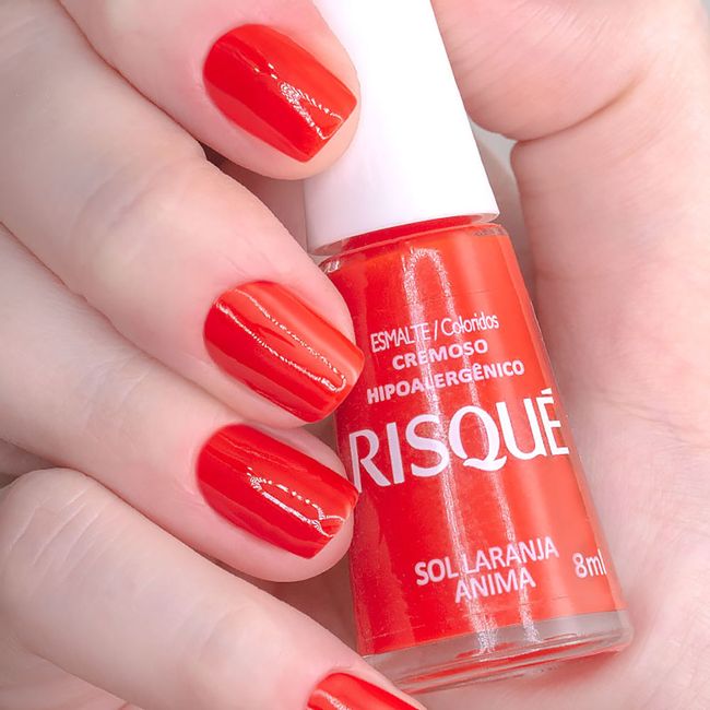 Esmalte Risqué Colorido Cremoso Sol Laranja Anima 8ml