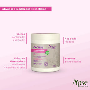 Ativador e Modelador Anti-Frizz Cachos 500g - No Poo / Low Poo - Ação Condicionante