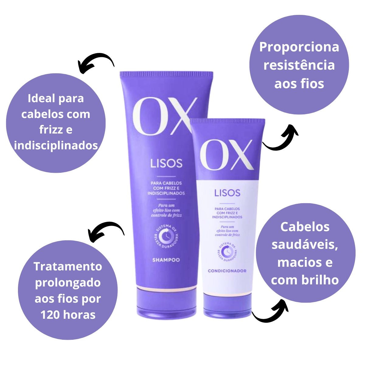 OX Long Lasting Smooth Shampoo 375ml + Conditioner 170ml Kit