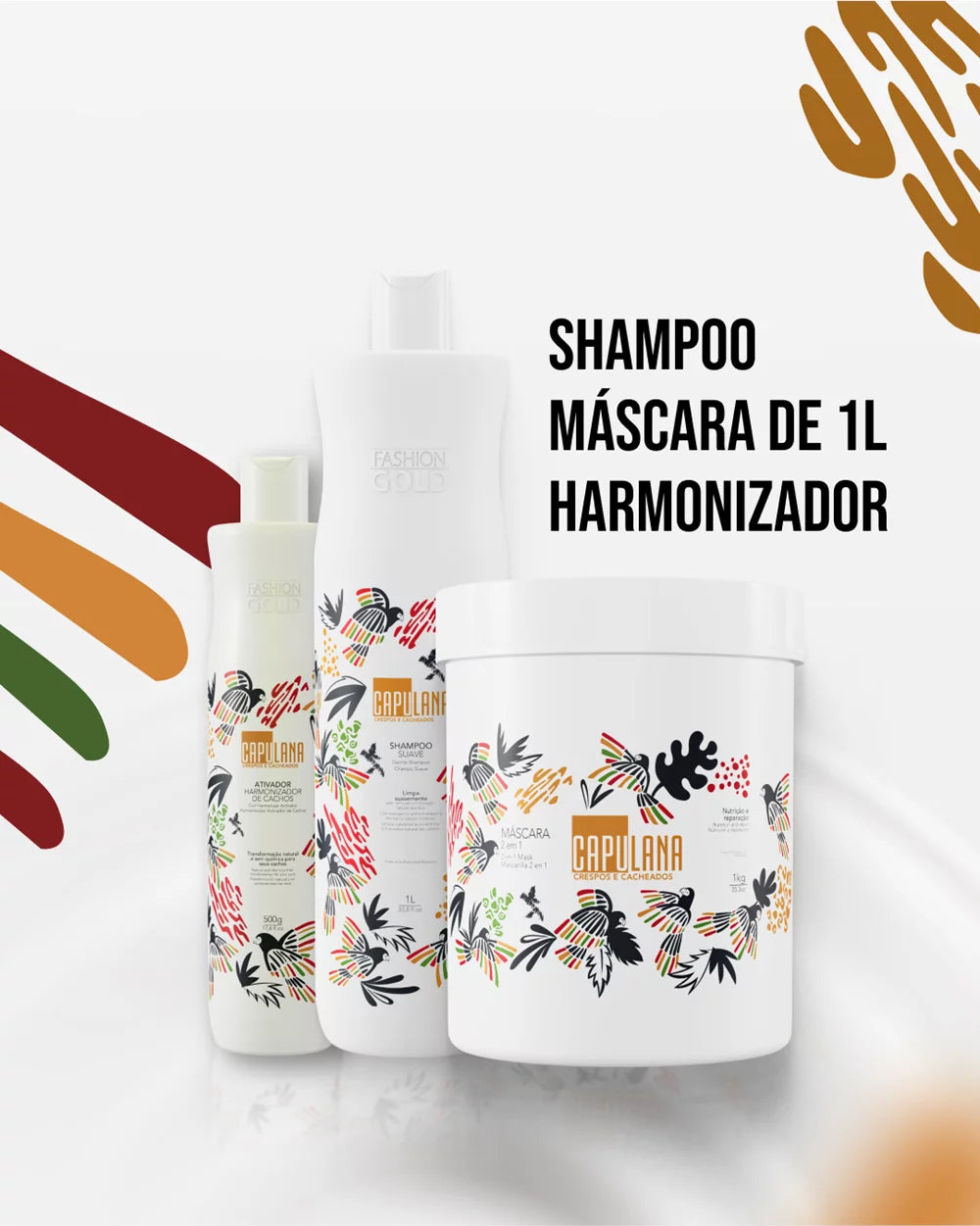 Gentle Shampoo 1kg + Mask 2 in 1 1L + Curl Harmoniser 500g - Capulana