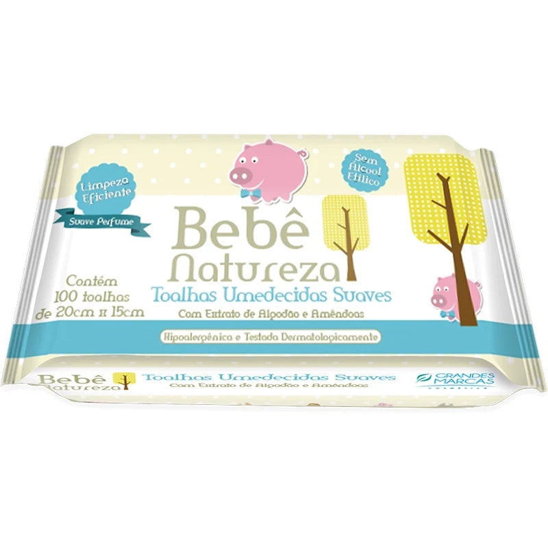 Toalha umedecida bebe natureza 100UN azul lenco
