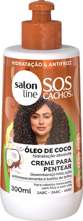 CREME DE PENTEAR SALON LINE 0300ML SOS CACHOS ÓLEO DE COCO