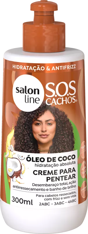 CREME DE PENTEAR SALON LINE 0300ML SOS CACHOS ÓLEO DE COCO