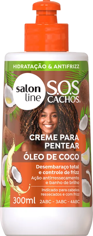 CREME DE PENTEAR SALON LINE 0300ML SOS CACHOS ÓLEO DE COCO