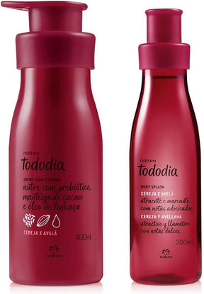 Conjunto Natura Tododia Cereja e Avelã Creme Para o Corpo 400ML + Body Splash 200ml