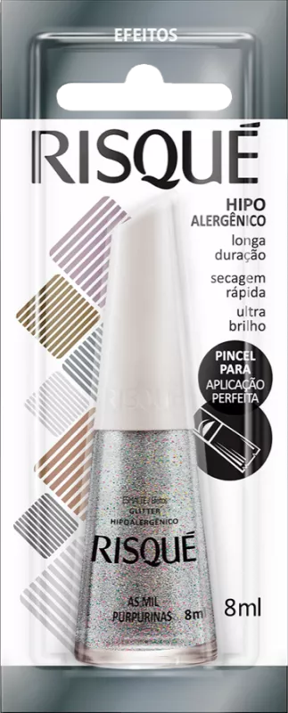 Esmalte Risque Blister As Mil Purpurinas Glitter - 8ml