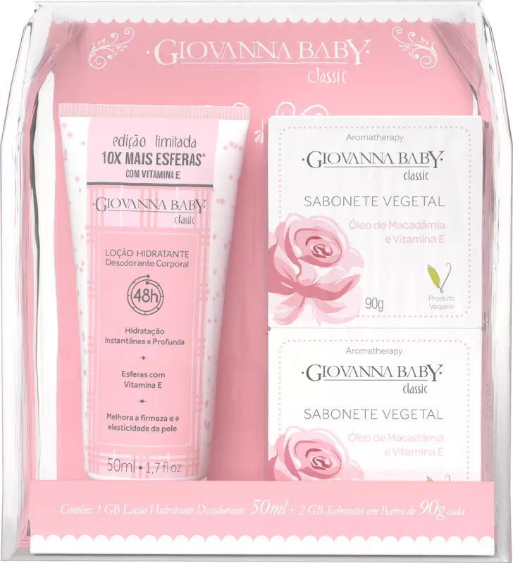 Hidratante Giovanna Baby 050ml Clássico+2un Sabonete Vegetal 90g Clássico