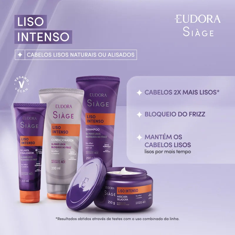Eudora Kit Siàge Liso Intenso Shampoo + Condicionador + Máscara Capilar + Selante Finalizador (4 itens)