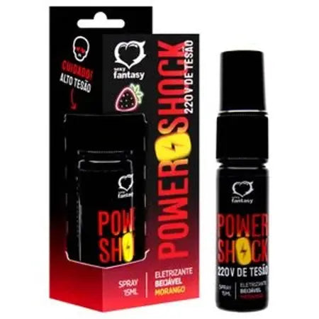 Gel Vibrador Líquido Beijável em Spray Eletrizante Power Shock Morango - 15ml