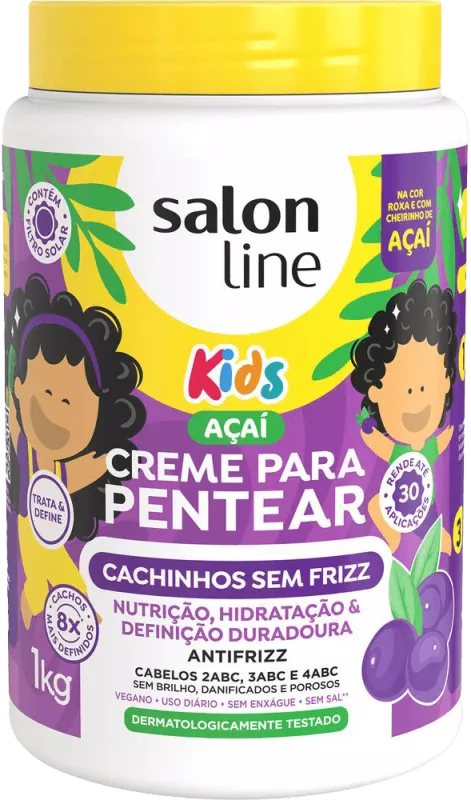 Creme de Pentear Salon Line Kids Cachinhos Sem Frizz Açai - 1kg