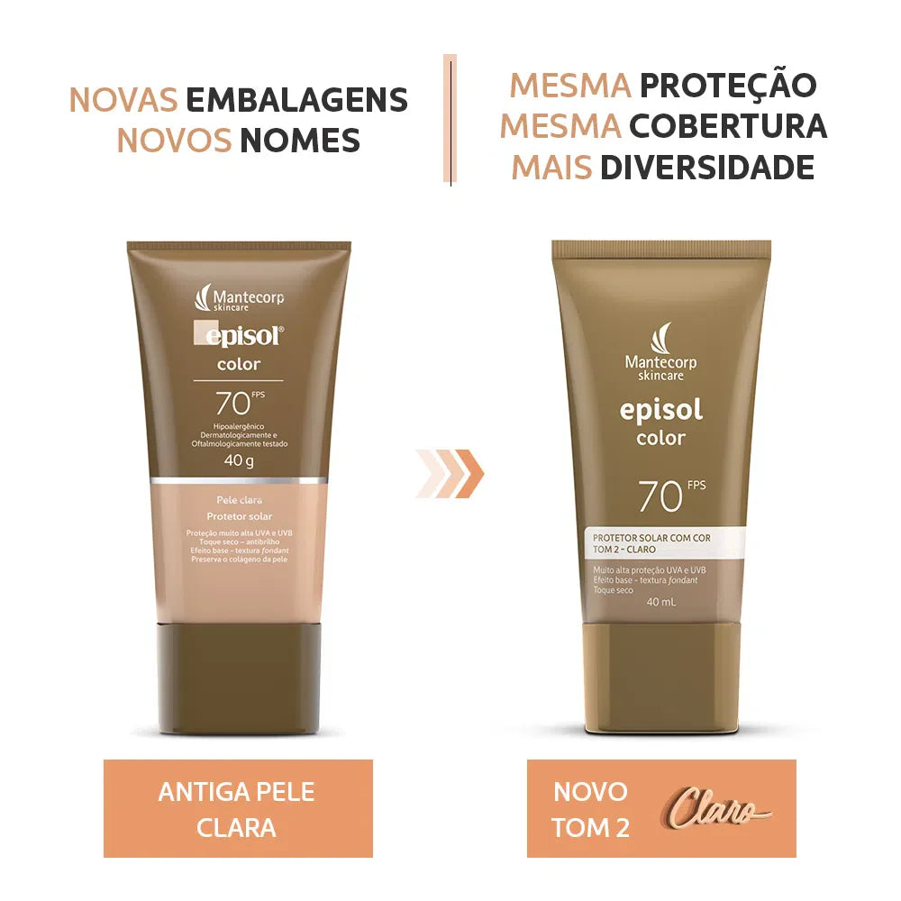 Protetor Solar Episol Color Com FPS 70 - 40 ml