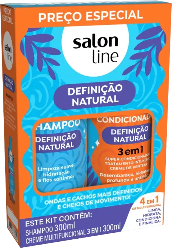 SHAMPOO SALON LINE 300ML DEFINIÇÃO NATURAL+CREME MULTIFUNCIONAL 300ML DEFINIÇÃO NATURAL 3EM1