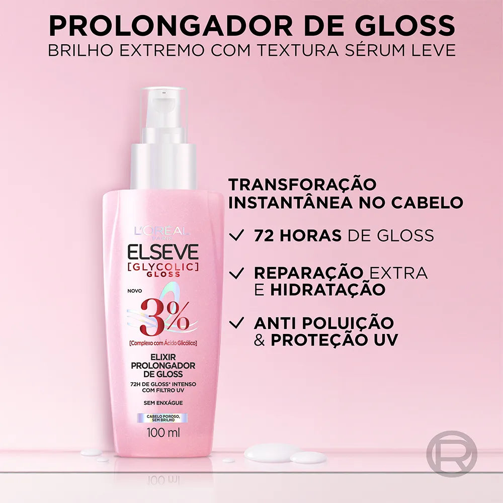 Sérum Elixir Prolongador de Gloss Elseve Glycolic Gloss - 100ml