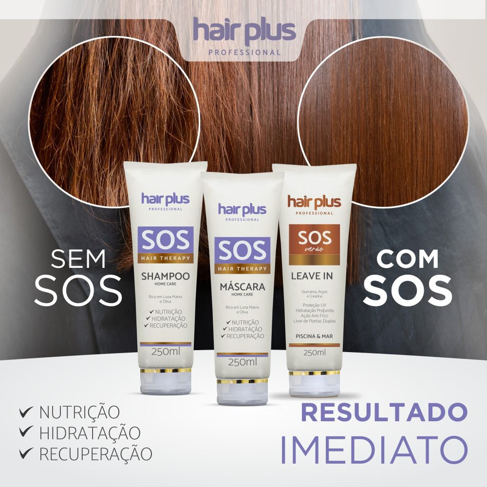 Hair Plus Kit Home Care S.O.S Hair Therapy 3 Produtos