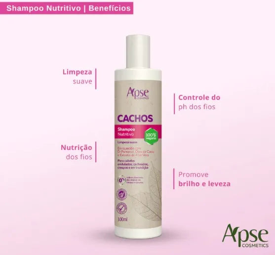 Ápice Shampoo Cachos Nutritivo | Limpeza Suave e Nutrição para Cachos Naturais, Crespos ou em Transição | 300ml
