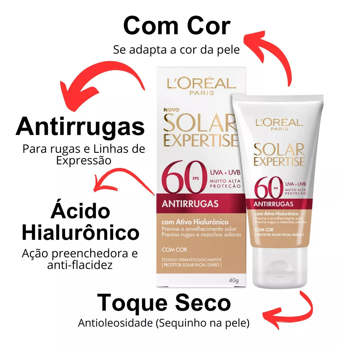 Protetor Solar Sem Cor Loreal Paris 60 Fps Solar Expertise