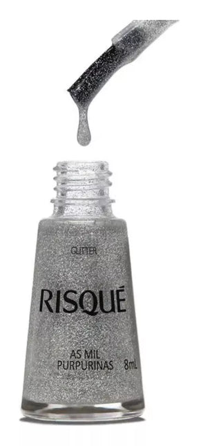 Esmalte Risque Glittler Prata As Mil Purpurinas - 8ml