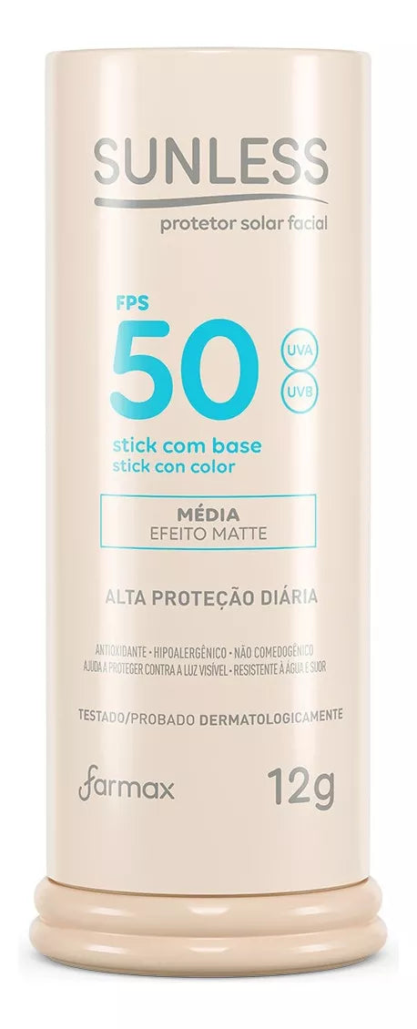 Protetor Solar Stick Com Base Média Efeito Matte Sunless 12gr