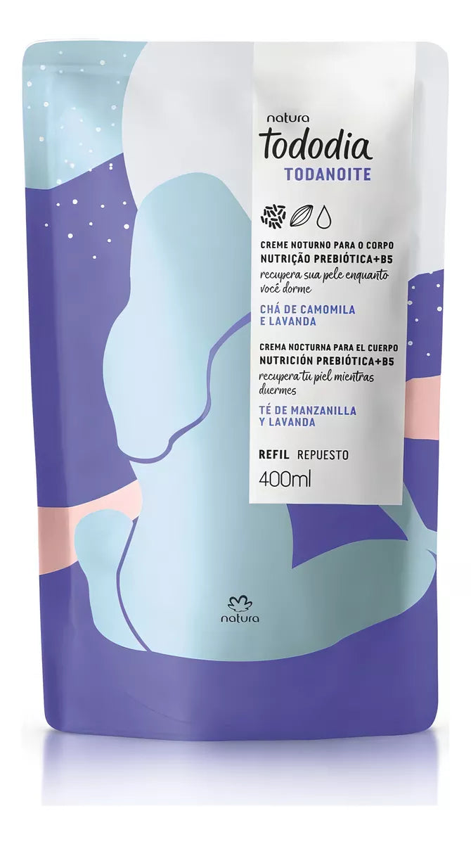 Refil Creme Noturno Para o Corpo Tododia Chá de Camomila e Lavanda 400ml