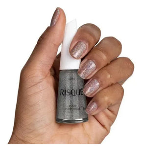 Esmalte Risque Glittler Prata As Mil Purpurinas - 8ml