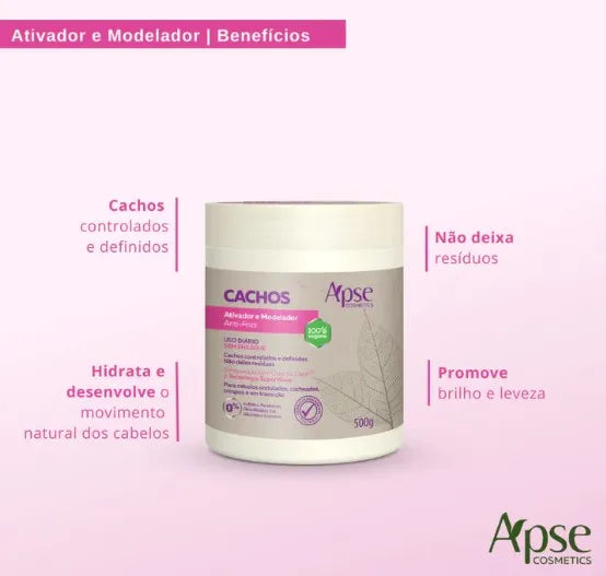 Ápice Ativador e Modelador de Cachos | Hidratação, Definição e Controle de Frizz para Cabelos Cacheados e Crespos | 500g