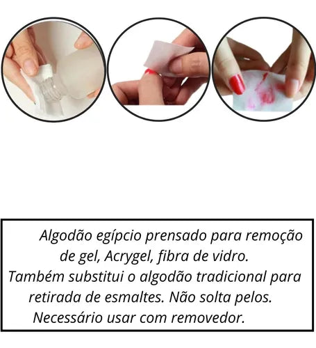 Algodão Prensado Pct 1000 Peças Limpeza De Unha Manicure