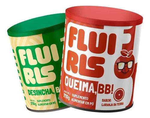 Kit Fluiris Desincha E Fluiris Queima Suplemento Em Pó 210g Laranja Da Terra E Abacaxi Com Hotelã