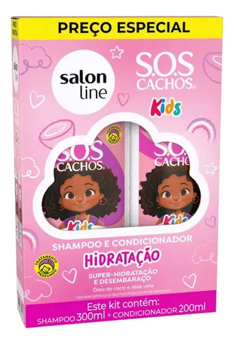 Kit Shampoo Condicionador Sos Cachos Kids Hidrata Salon Line