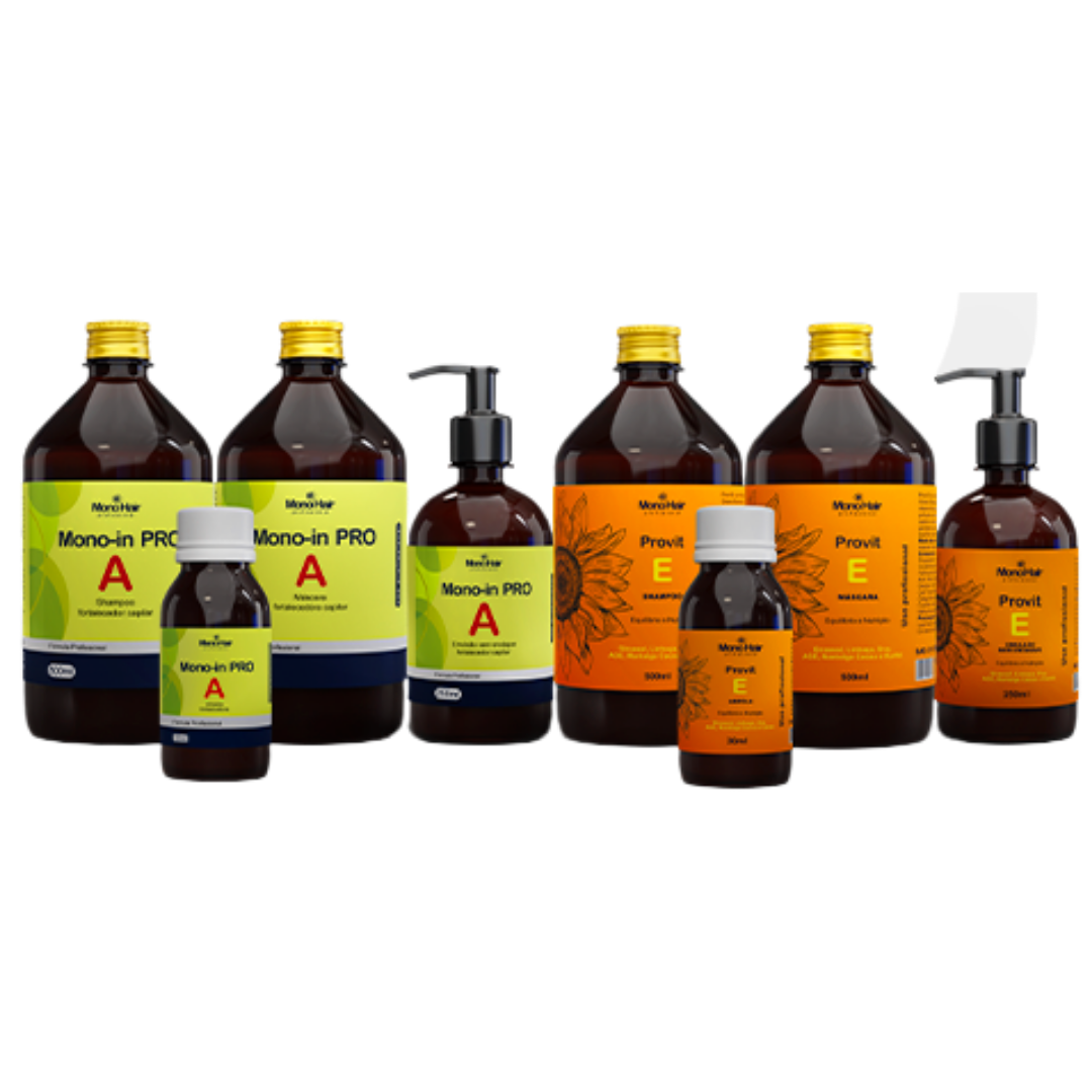 Kit Monoin Pro A + Provit Força + Crescimento + Brilho (8 itens) 50