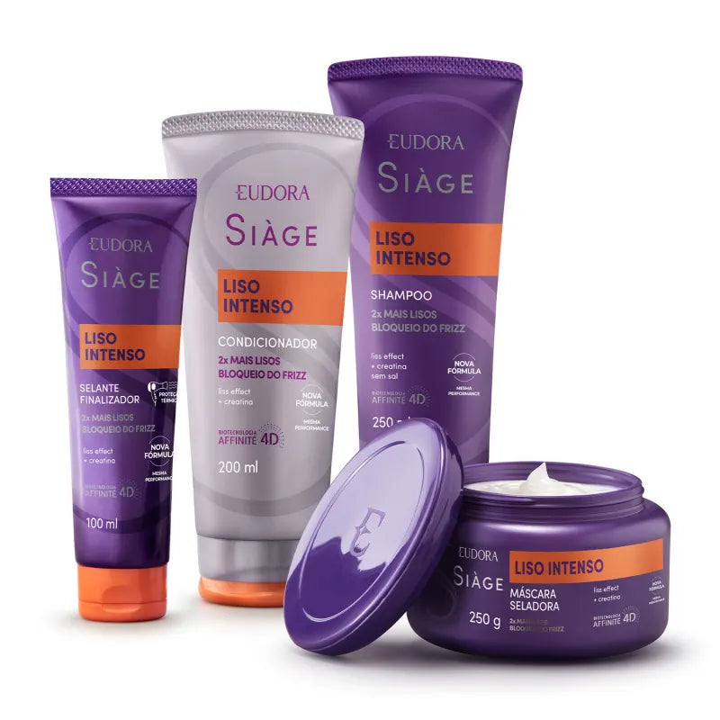 Eudora Kit Siàge Liso Intenso Shampoo + Condicionador + Máscara Capilar + Selante Finalizador (4 itens)