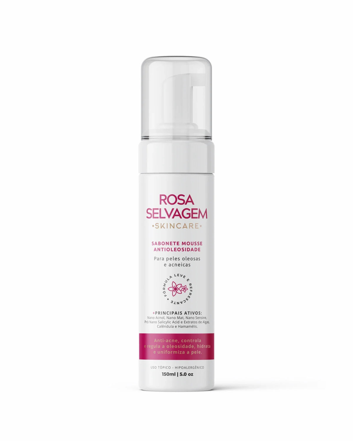 ESPUMA DE LIMPEZA ANTIOLEOSIDADE E ANTIACNE,ROSA SELVAGEM
