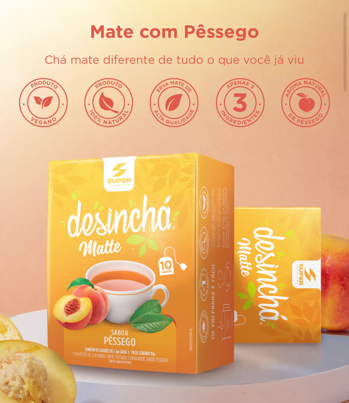 Desinchá Matte Sabor Pêssego - 10 sachês