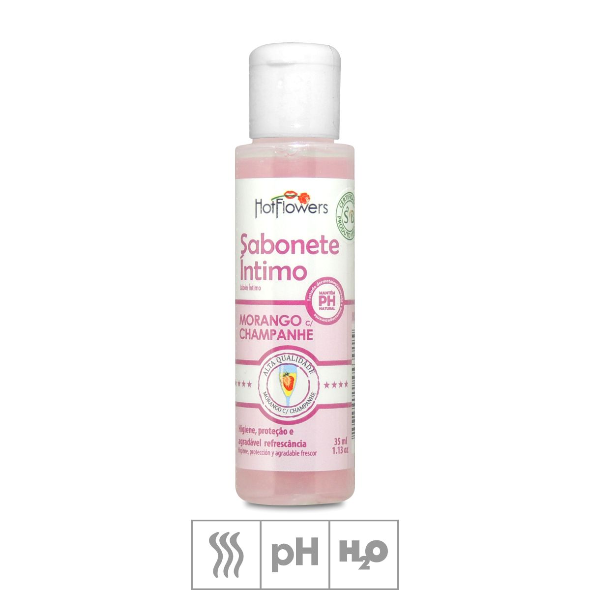 Sabonete Íntimo Hot Flowers  Morango Com Champagne - 35ml