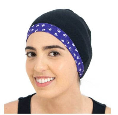 BLACK NERO HAIR CAP WITH PATTERNED BAR - SANTA CLARA