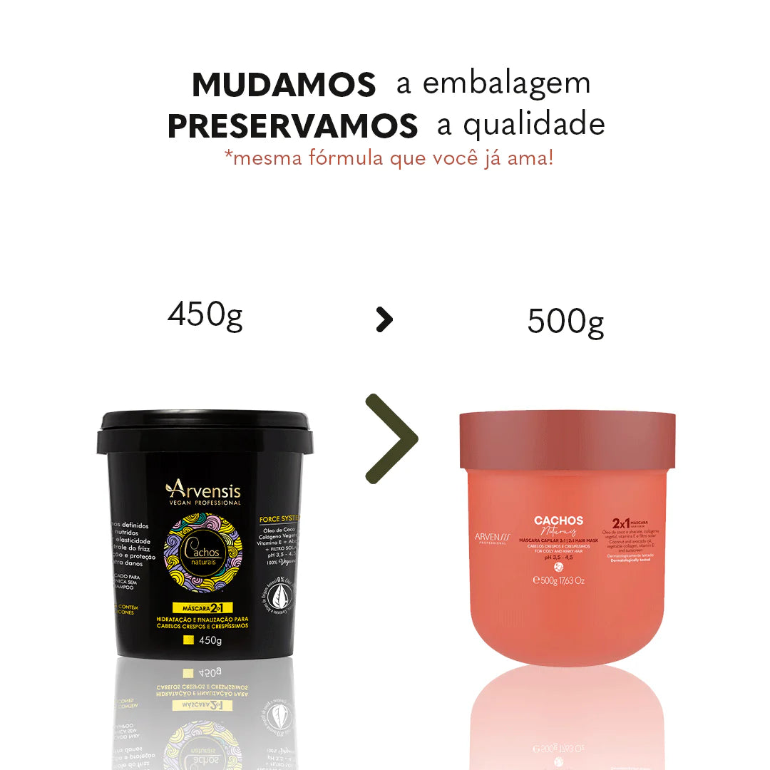 Máscara Capilar 2x1 Cachos Naturais Arvensis - 500g