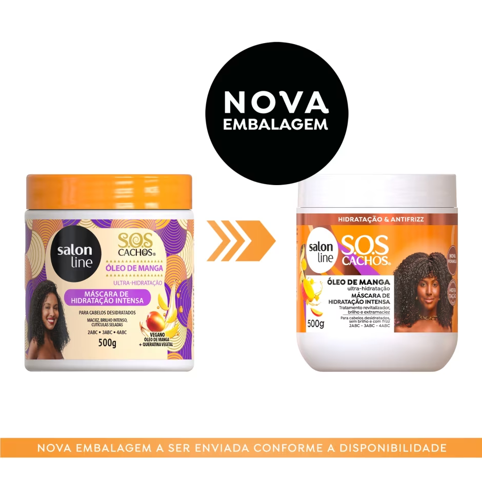 Cópia de Máscara de hidratação SOS Cachos Rícino e Queratina Salon Line 500g