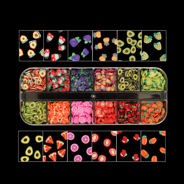 12 Colors Fruit Nail Decoration Kit - Model 2