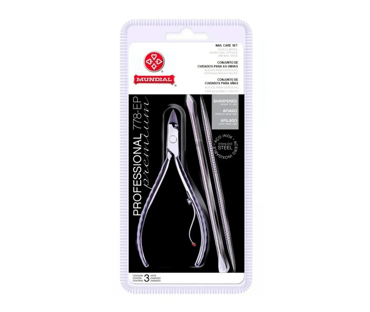 Alicate de Cutícula c/ Espátula e Palito 778-EP Inox Mundial