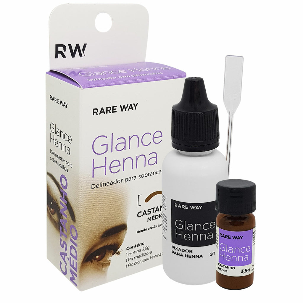 Henna para Sobrancelhas Glance Castanho Médio Rare Way